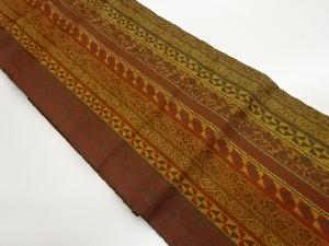 縞に花唐草・幾何学模様織出し名古屋帯